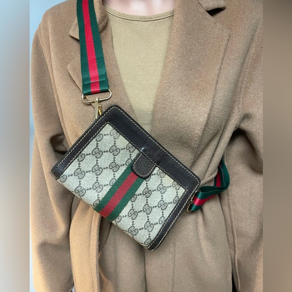 Gucci Handbags - COPY - Authentic Gucci vintage web sherry line mini clutch bag (D7018)